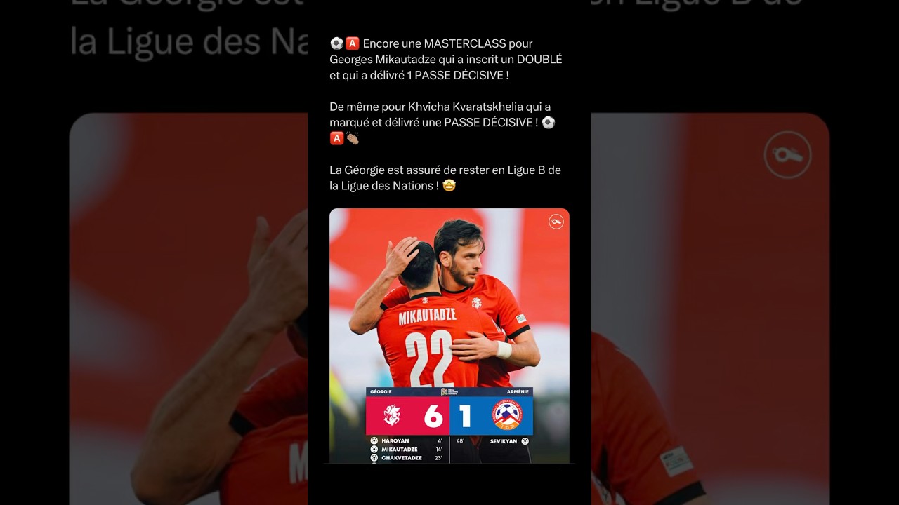 React au 6-1 de la Géorgie contre l’Armenie #georgia #armenia #kvaratskhelia #mikautadze #football